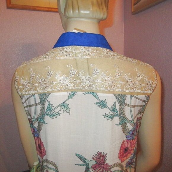 Aratta Silent Journey My Turn To Fly Tunic Top Size XS Embroidered Sleeveless - Picture 9 of 12
